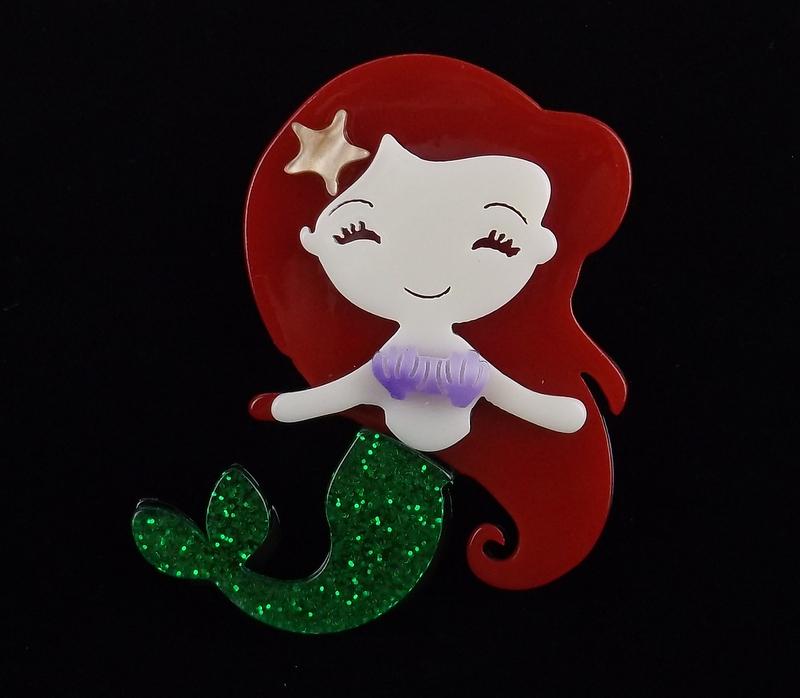 Mint Lucite Little Mermaid Brooch 3D: Mint Condition, In Like New Condition, Perfect