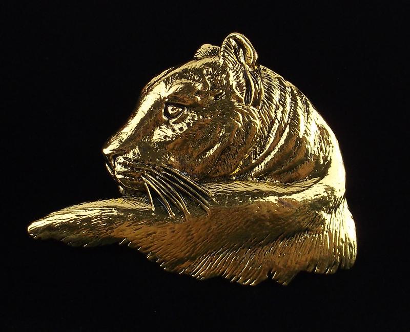 Mint Enameled Tiger Brooch (1 of 2)