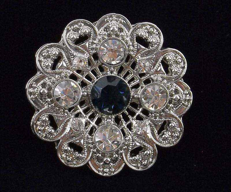 Mint Enameled Rhinestone Elegant Brooch (1 of 2)