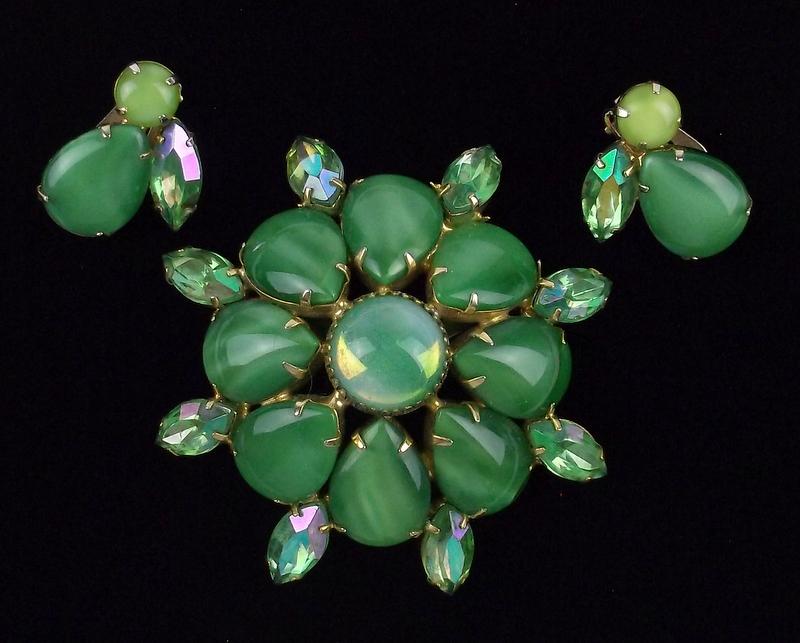 RARE Mint Vint 1960s Juliana Rhinestone Brooch Earrings (1 of 5)