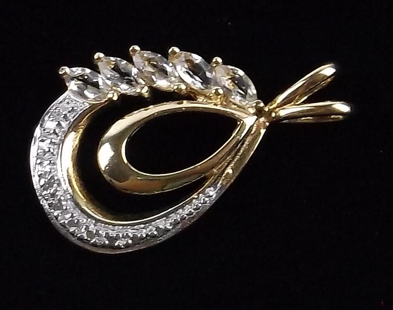 New Gold Over Sterling Silver White Topaz Pendant (1 of 2)