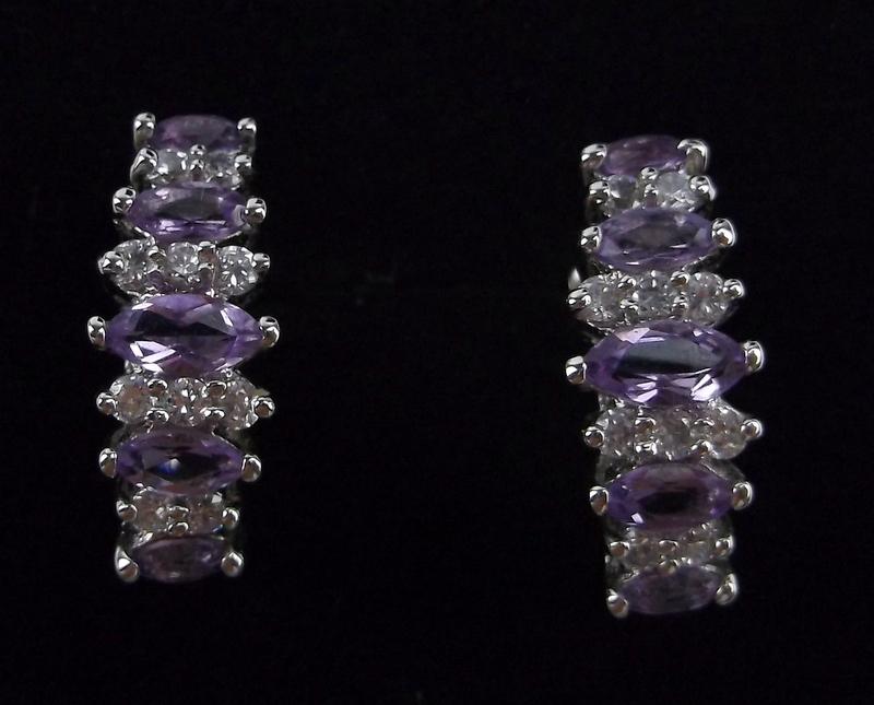 Mint Sterling Silver Amethyst Earrings (1 of 2)