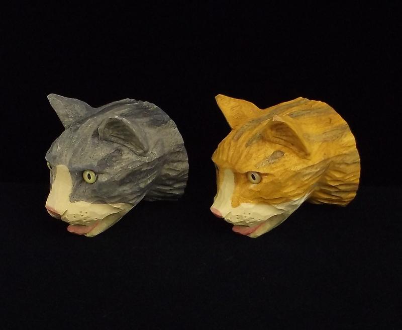 Hand Carved Hand Painted Signed Cat Wood Key Hooks (1 of 5)