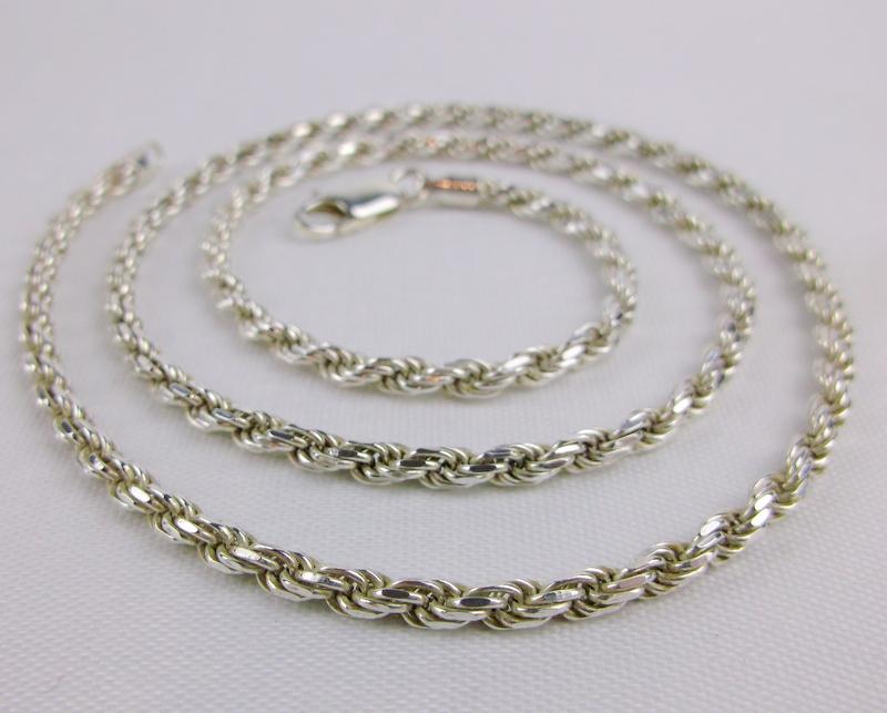 Mint Vint Thick Heavy Sterling Rope Chain Necklace 22" (1 of 2)