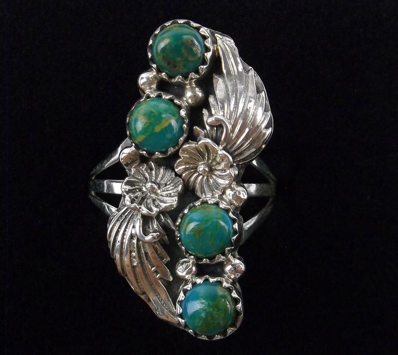 Navajo Harris Largo Sterling Silver Turquoise Ring 7 (1 of 3)
