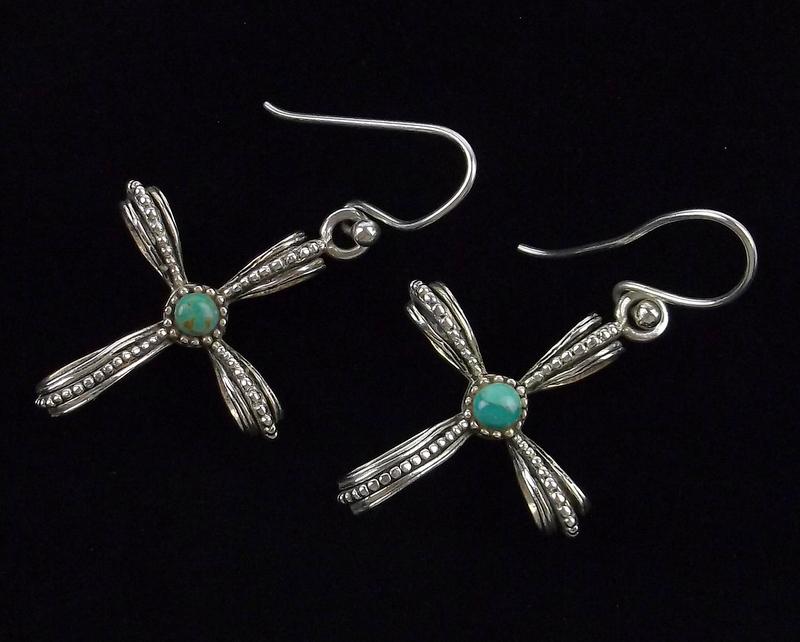 Mint Barse Sterling Silver Turquoise Cross Earrings (1 of 3)