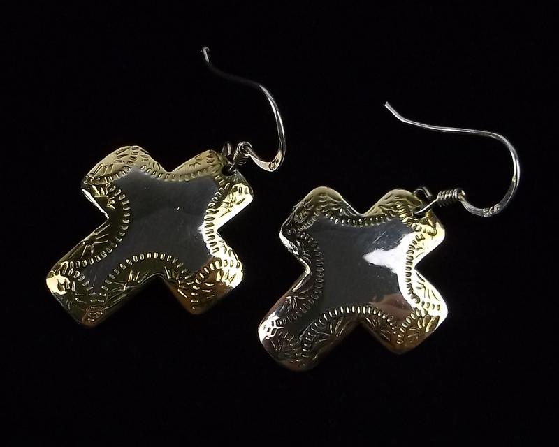 Stunning Vintage Sterling Silver Cross Earrings (1 of 2)