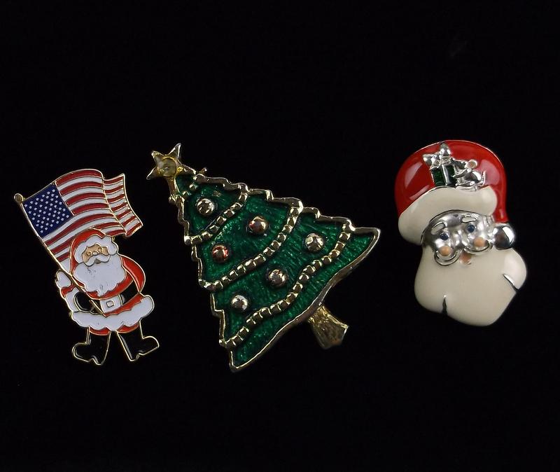 Gorgeous Vintage Christmas Tree Brooch Pin Lot (1 of 2)