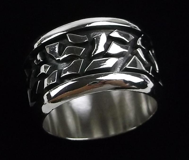 Mint Heavy Sterling Silver Designer Mens Ring 9.5 Thick (1 of 2)