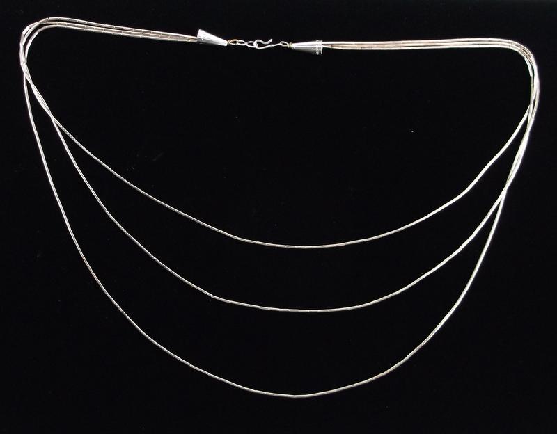 Mint Vintage Navajo Sterling Silver 3 Row Necklace 20" (1 of 3)