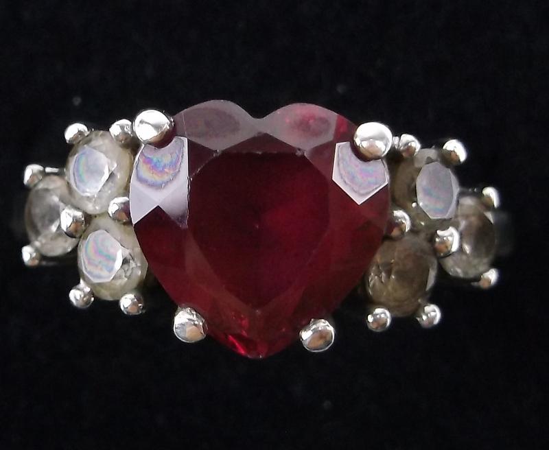 Mint Vintage Sterling Silver 2ct Ruby Ring 7 White Topaz (1 of 3)