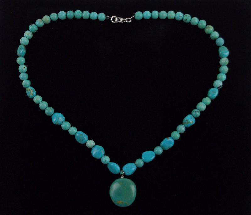 Mint Vintage Sterling Silver Turquoise Necklace 16" (1 of 2)