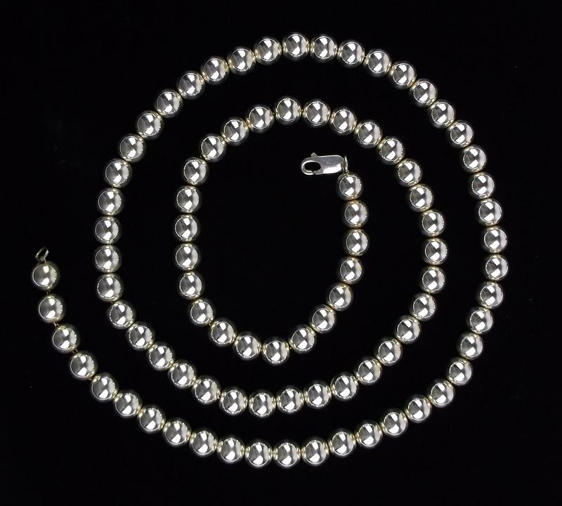 Mint Vint Heavy Sterling Silver Ball Chain Necklace 24" (1 of 3)