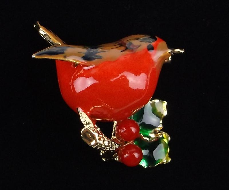 Mint Enameled Rhinestone Bird Brooch (1 of 2)