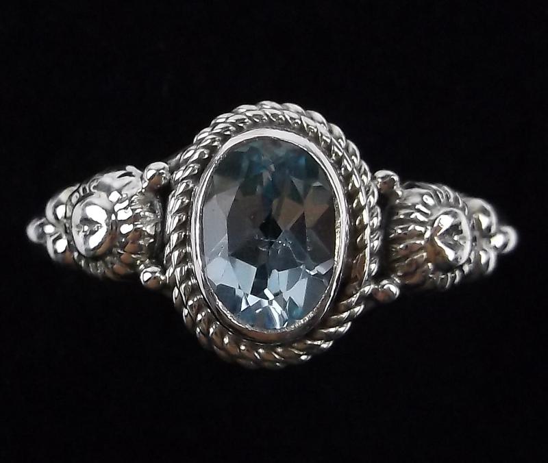 New Bali Sterling Silver Blue Topaz Ring Size 7 (1 of 2)