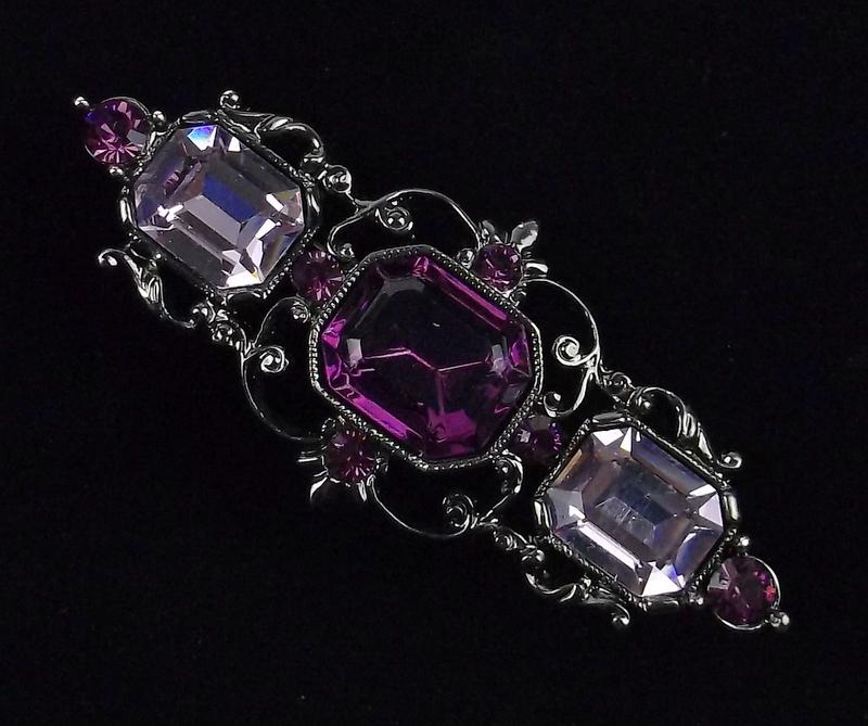 Mint Enameled Rhinestone Elegant Long Brooch (1 of 3)