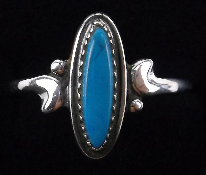 Mint Vintage Navajo Sterling Silver Turquoise Ring 6.5 (1 of 2)