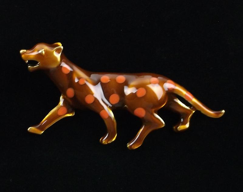 Mint Enameled Leopard Brooch (1 of 2)