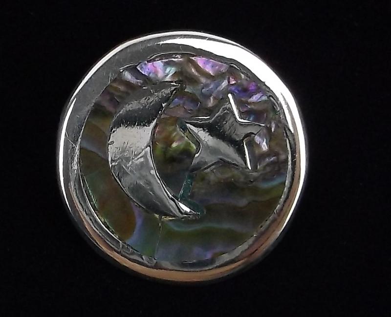 Mint Vint Taxco Sterling Silver Abalone Moon Pendant (1 of 2)