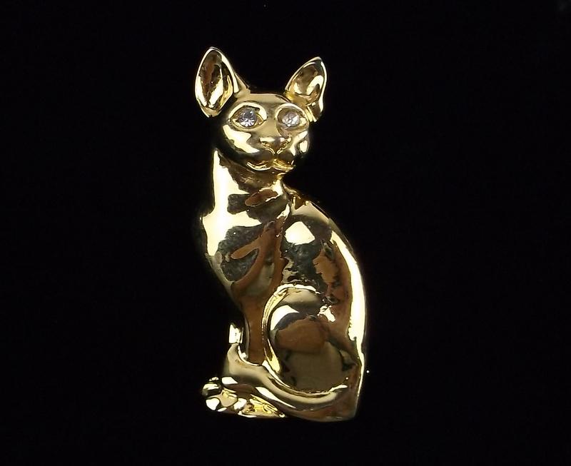 Mint Vintage Rhinestone Cat Brooch (1 of 3)