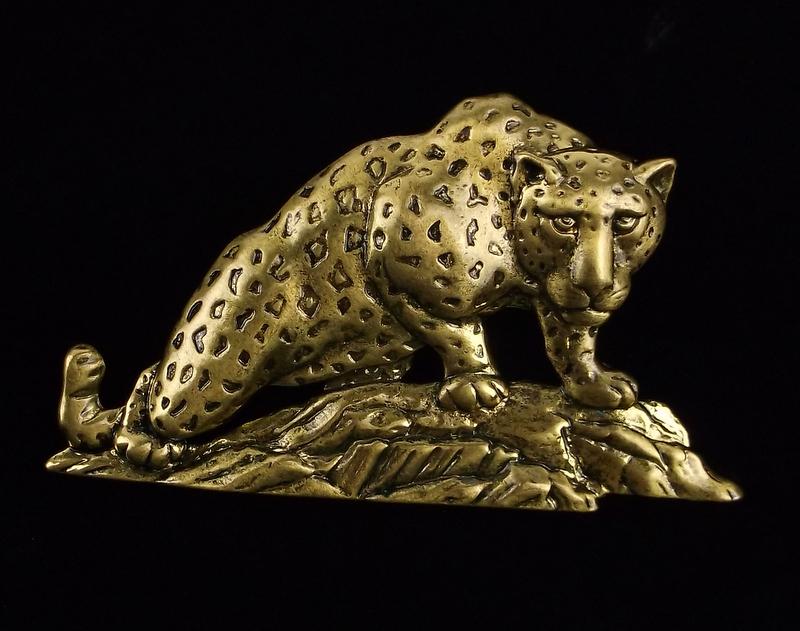 Mint Enameled Mountain Lion Cougar Brooch (1 of 2)