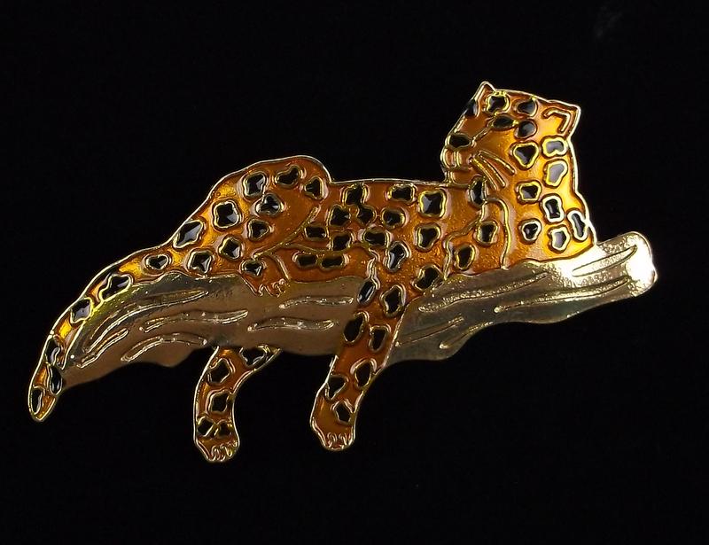 Mint Enameled Leopard Brooch (1 of 2)