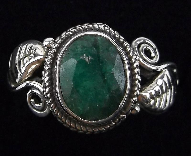 New Bali Sterling Silver 1.5ct Emerald Ring 5.25 (1 of 2)