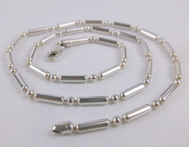 Stunning Vint Thick Sterling Stick & Ball Necklace 16" (1 of 2)