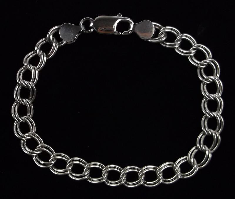 Stunning Vint Heavy Sterling Silver Chain Bracelet 8" (1 of 2)
