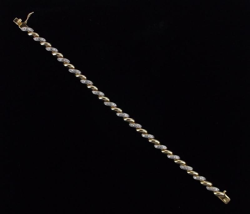 Mint Vint Gold Ov Sterling Diamond Tennis Bracelet 7.5" (1 of 2)