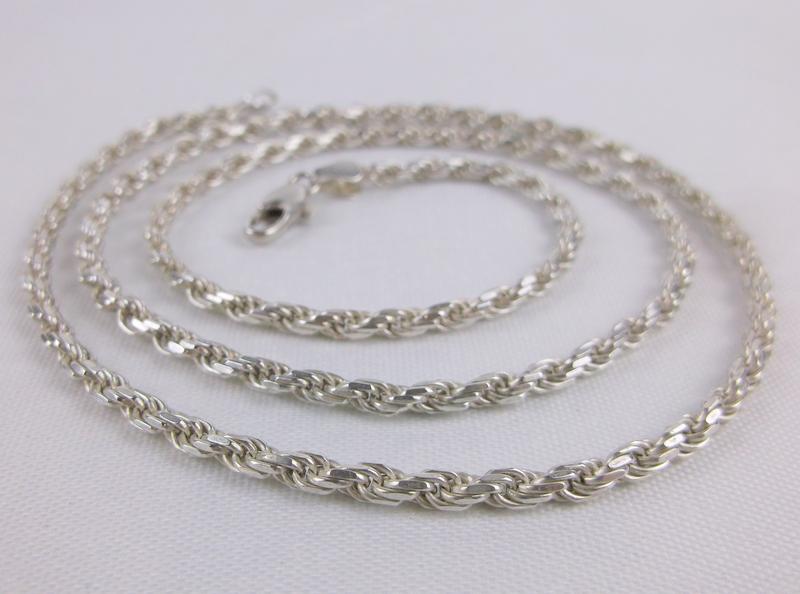 Mint Vint Heavy Sterling Silver Rope Chain Necklace 24" (1 of 2)