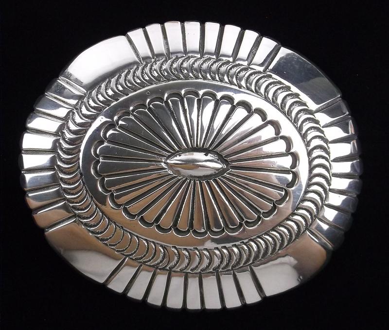 Heavy Vint Navajo Sterling Silver Concho Belt Buckle Mint (1 of 4)