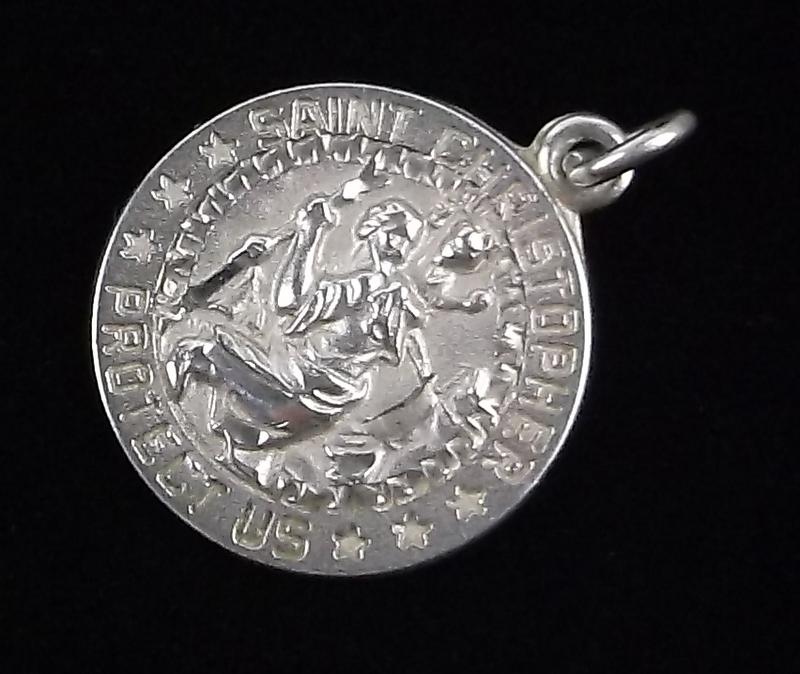 Mint Vintage Sterling Silver St Christopher Pendant (1 of 2)