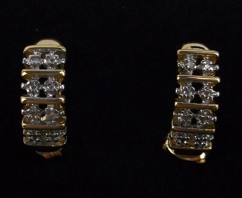 New Gold Over Sterling Silver Diamond Earrings (1 of 2)