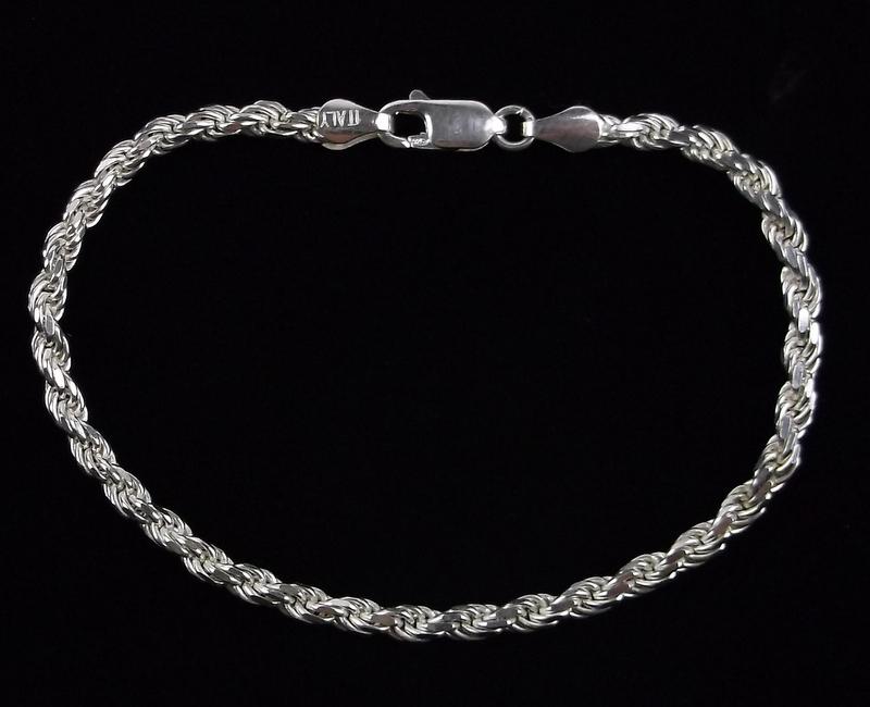 New Thick Heavy Sterling Rope Chain Bracelet 7.5" (1 of 2)
