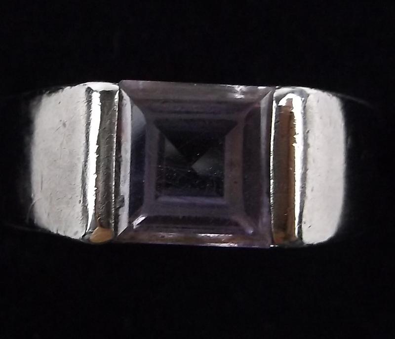 Gorgeous Vint Sterling Silver Amethyst Ring 7 Thick (1 of 2)