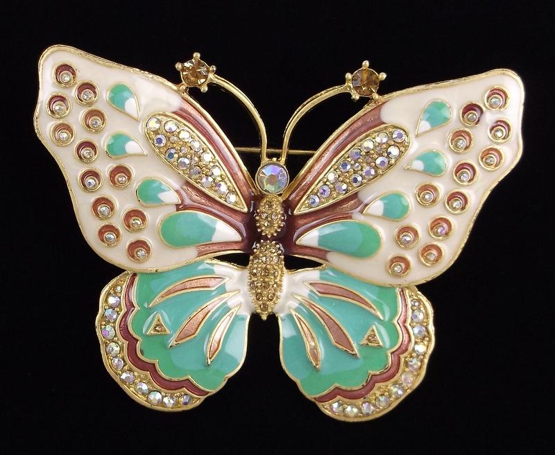 Huge Mint Vint Kenneth Jay Lane Butterfly Brooch Enam: Mint Condition, In Like New Condition, Perfect