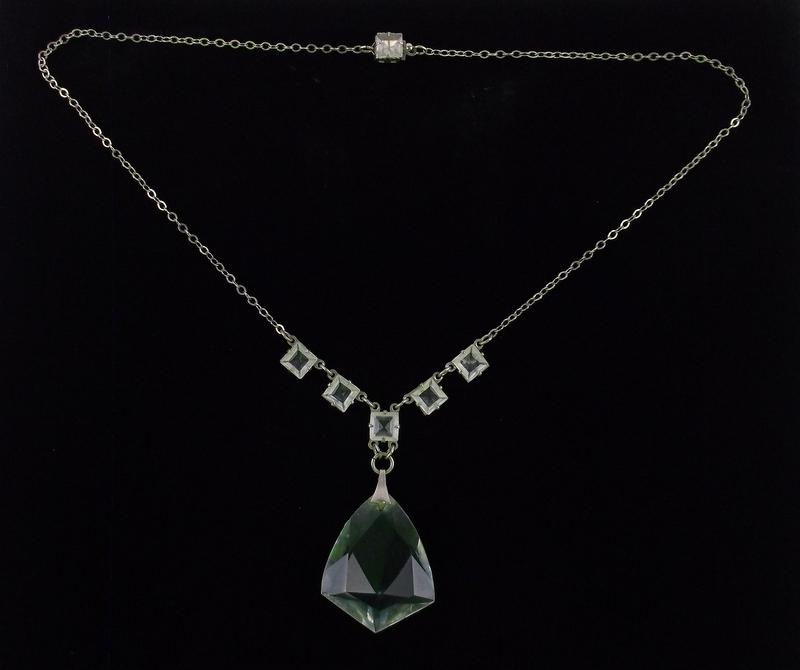 Mint Vintage 1920s Art Deco Sterling Necklace 16" Silver (1 of 4)