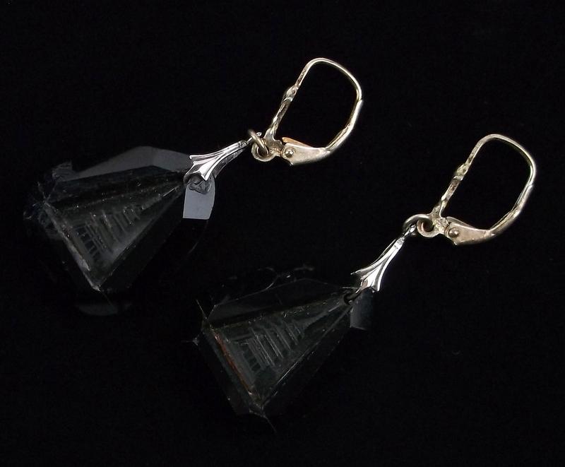 Vint Sterling Silver Lucite Japanese Temple Earrings: Guaranteed Solid 925 Sterling Silver, in Excellent Condition