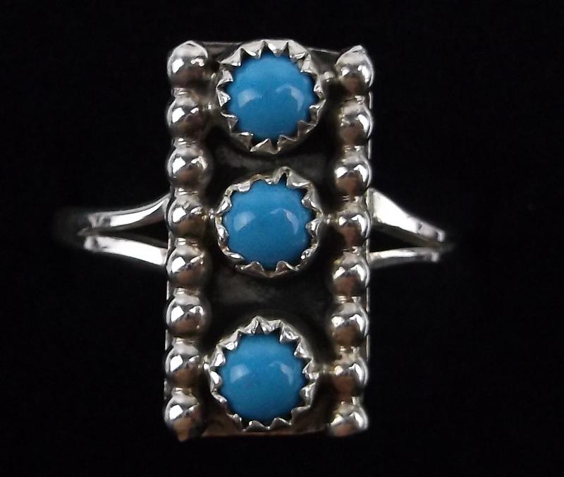 Navajo Janice Spencer Sterling Silver Turquoise Ring 6.5 (1 of 2)