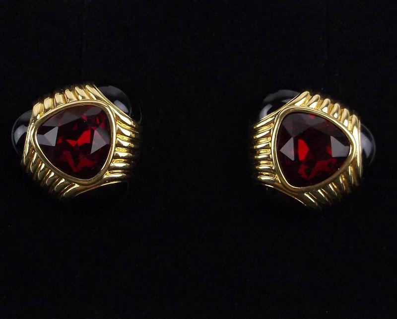 Mint Vintage Swarovski Crystal Ruby Red Earrings (1 of 3)