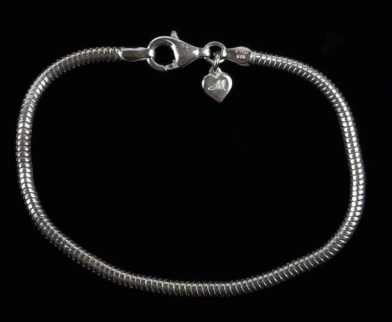 Mint Thick Sterling Silver Charm Bracelet 7.5" (1 of 2)