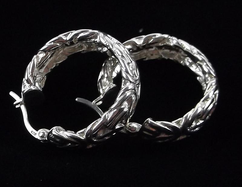 Mint Vintage Heavy Sterling Silver Hoop Earrings Thick (1 of 2)