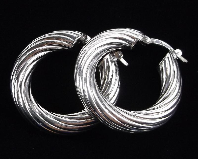 Mint Vintage Heavy Sterling Silver Hoop Earrings Thick (1 of 2)