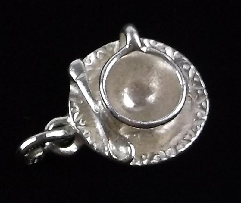 Mint Vintage Sterling Silver Teacup Pendant Charm: Guaranteed Solid 925 Sterling Silver, in Excellent Condition