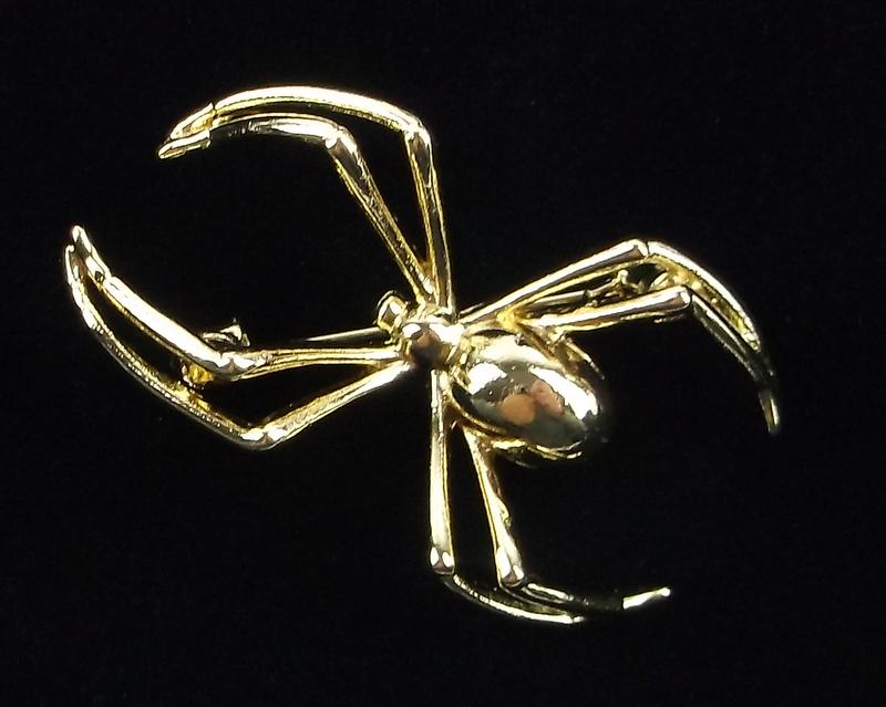 Mint Enameled Spider Brooch Black Widow (1 of 2)