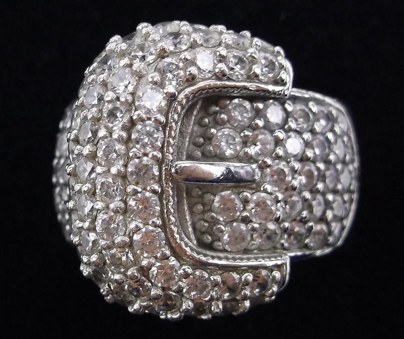 Gorgeous Big Sterling Silver Cocktail Belt Ring 7 Heavy (1 of 3)