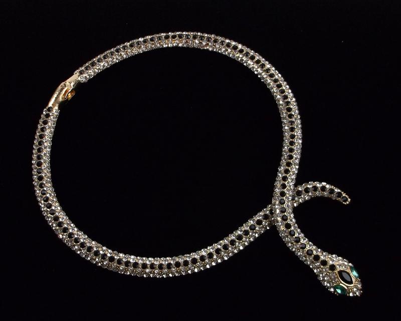 New Designer Rhinestone Snake Choker Necklace 15": new condition