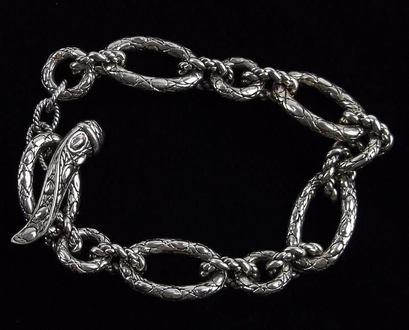 Mint JAI John Hardy Sterling Silver Croc Bracelet 7.5": Guaranteed Solid 925 Sterling Silver, in Excellent Condition