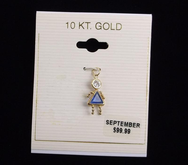 New 10kt Gold September Birthstone Girl Pendant: 10kt Gold in Excellent Condition